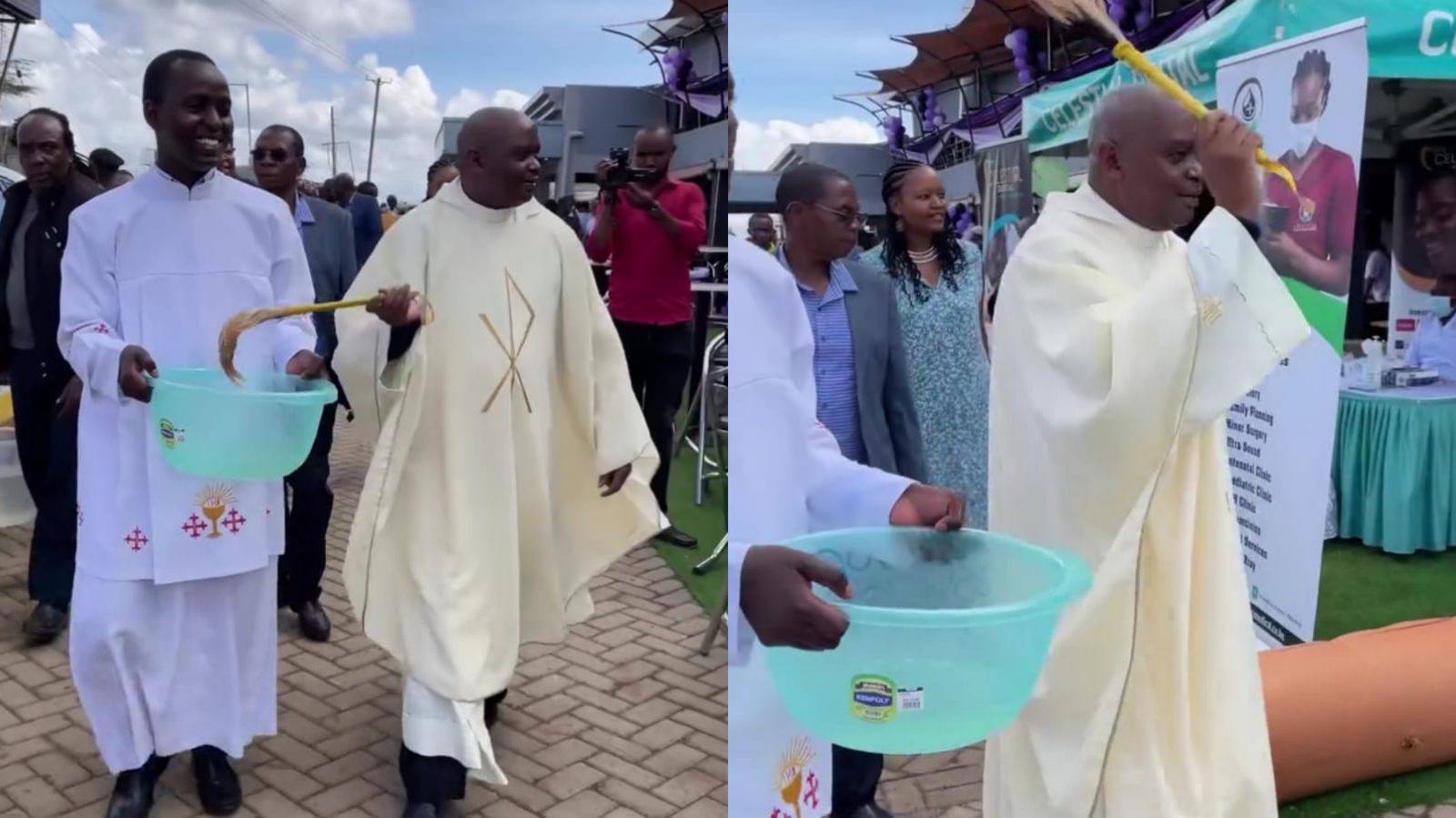 Priests bless the new Quiver Lounge branch in Kenol