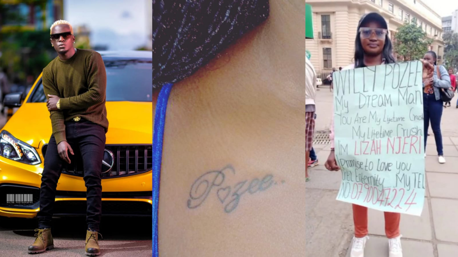 Fan Tattoos Willy Paul's Name On Her Chest