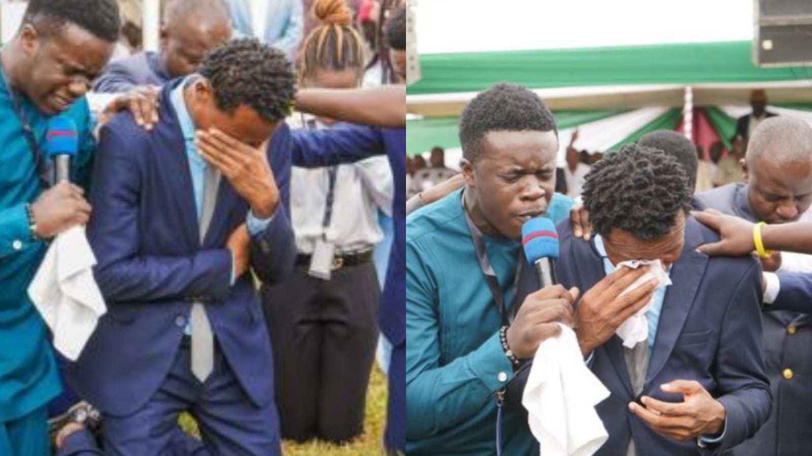 Clergy praying for Peter Salasya after his safe return to Kenya