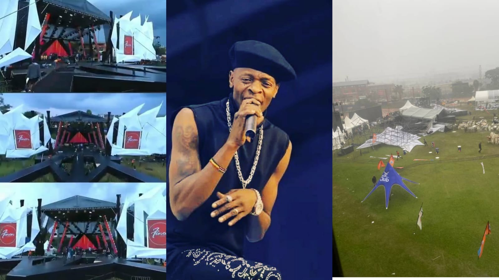 Jose Chameleon's Gwanga Mujje Concert Postponed After a heavy downpour destroyed the stage