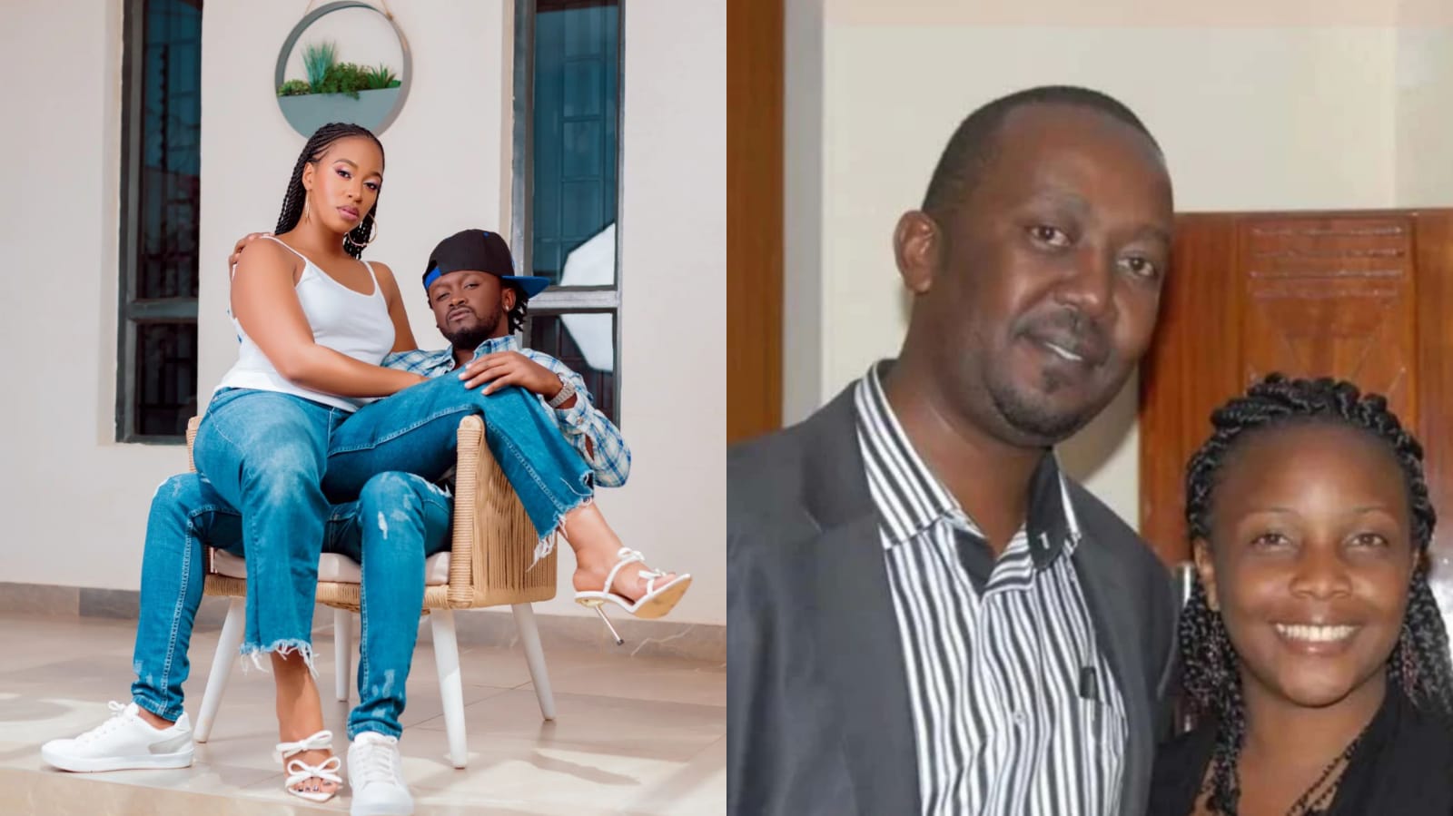 Collage of Diana Marua with Bahati and Andrew Kibe with his ex-wife