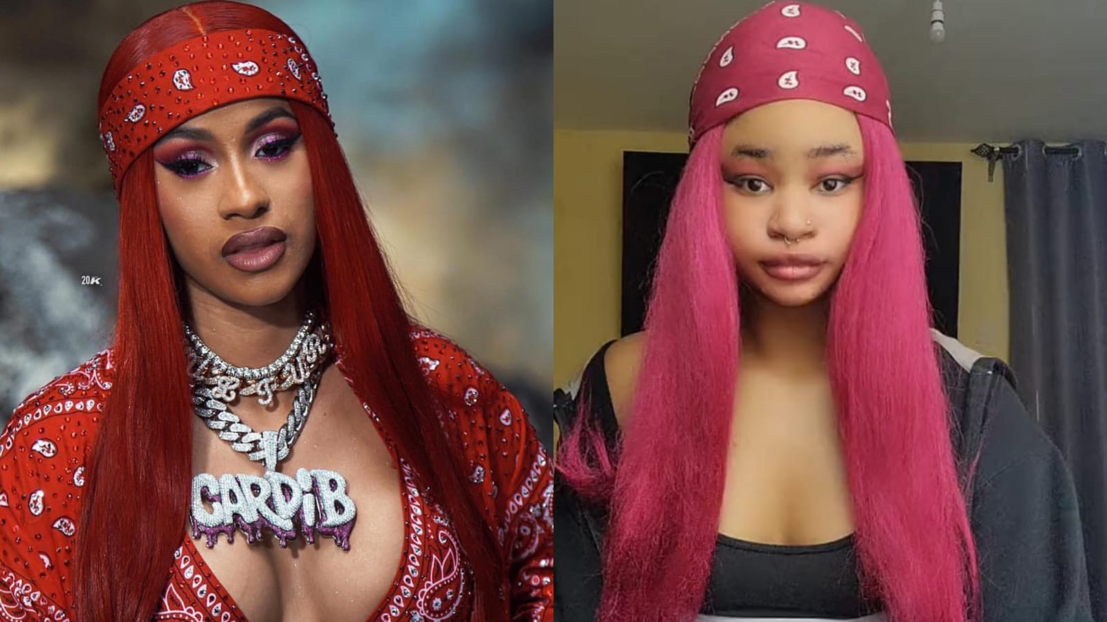 A collage of Cardi B and Pendo Zaalik