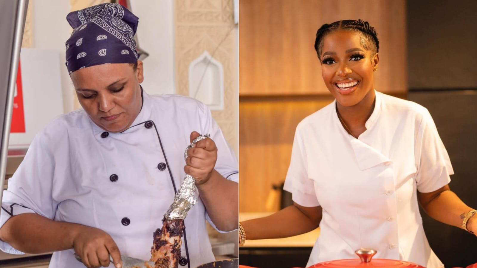 A collage of Kenyan chef Maliha Mohammed and Nigerian Chef Hilda Baci