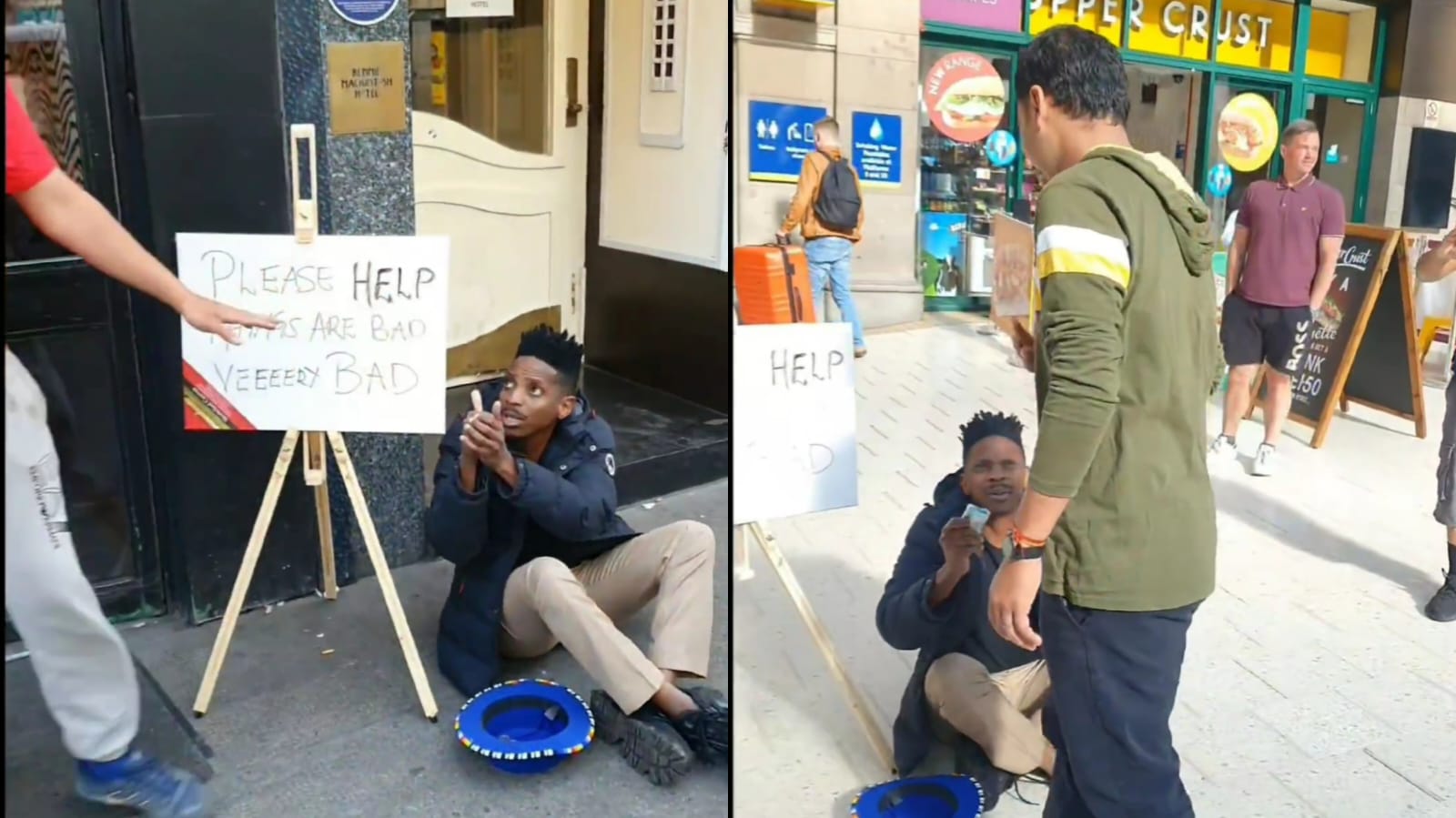 Eric Omondi Begging in the streets of London