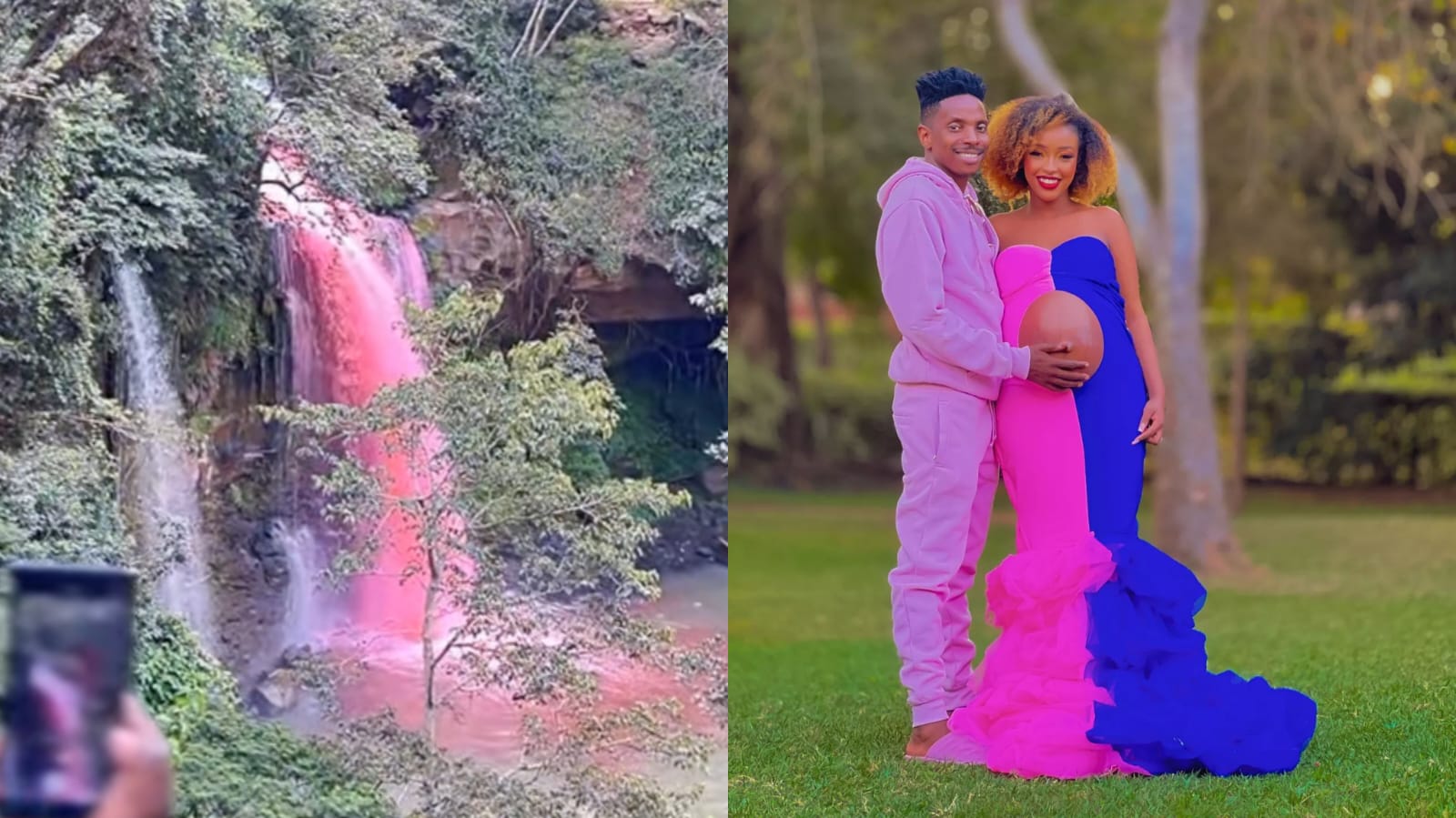 Eric Omondi and his girlfriend Lynne at their gender reveal party