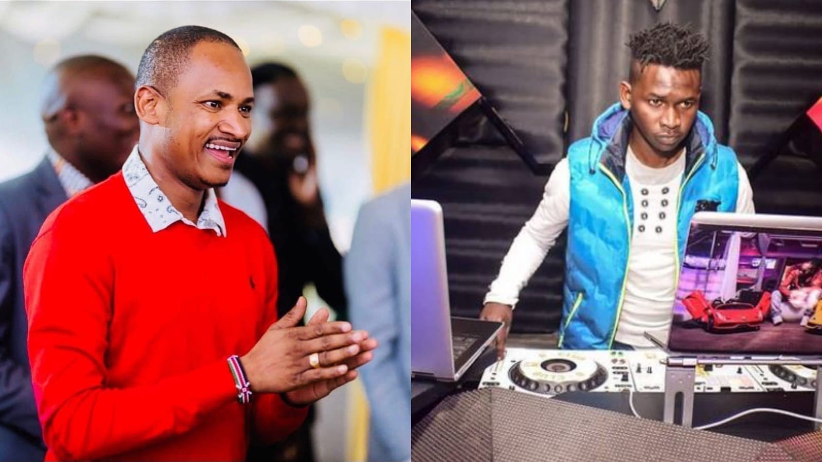 A collage of Babu Owino and DJ Evolve