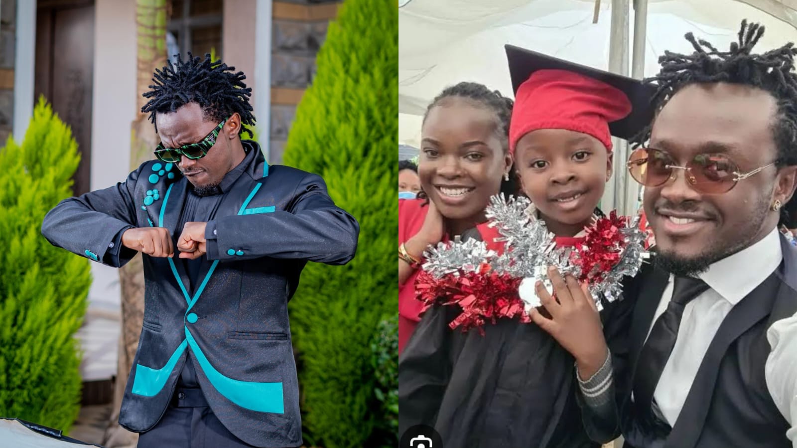 Bahati with his daughter Mueni and his baby mama Yvette Obura