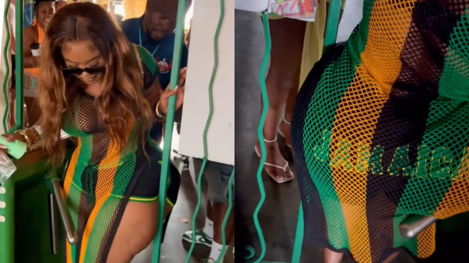 Vera Sidika stick at a security check point in Jamaica