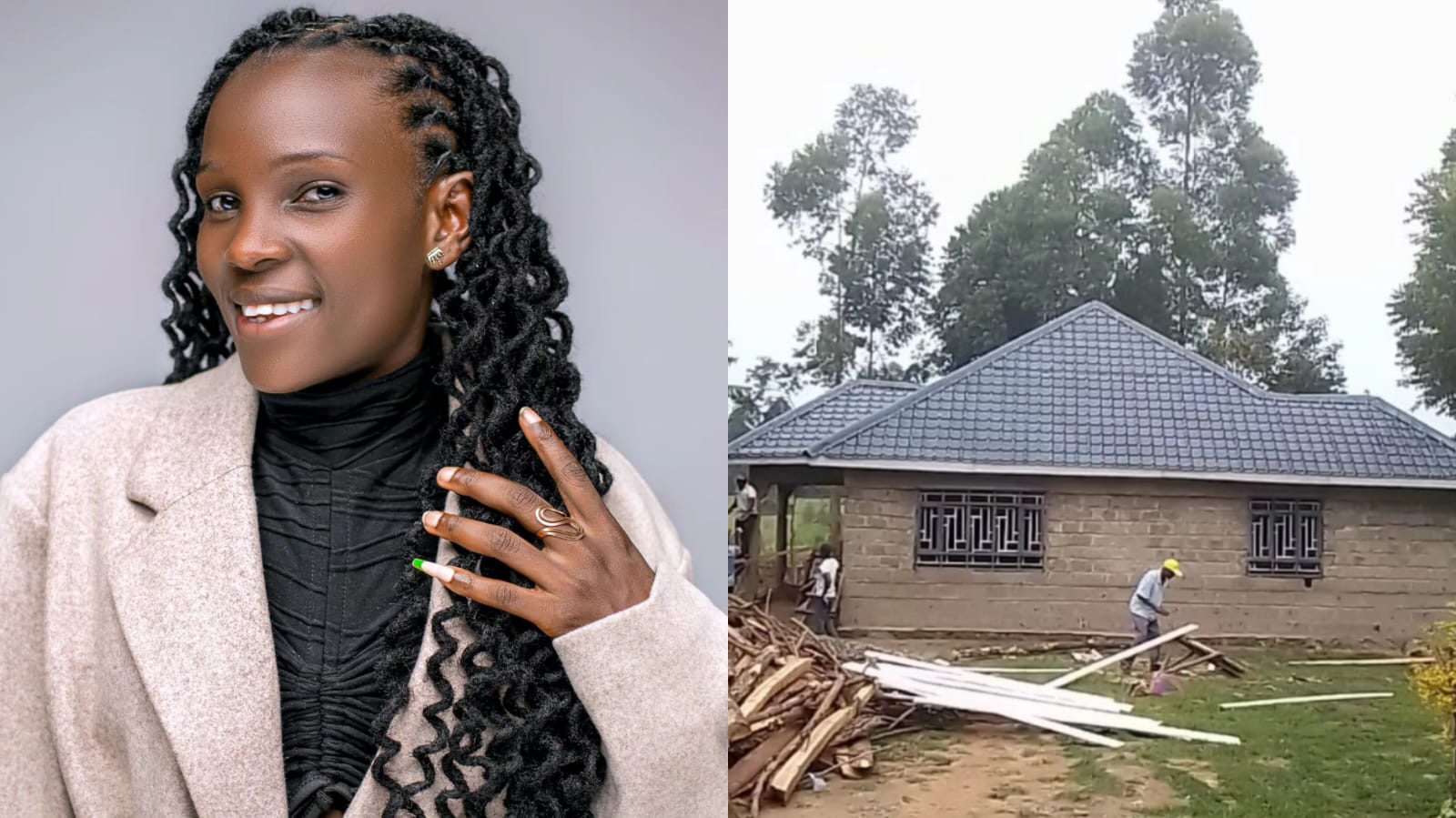 Dem wa Facebook Shows Progress of the House She is Building for Her Parents