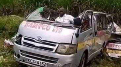 The wreckage of a matatu following the Londiani Accident