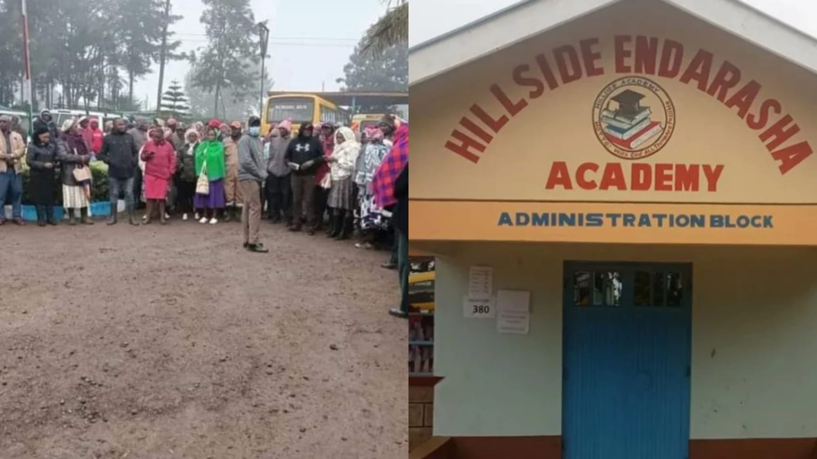 Parents and DCI Officers Arrive At Hillside Endarasha Academy In Nyeri County, After a Fire Tragedy that Claimed Lives of 17 Pupils