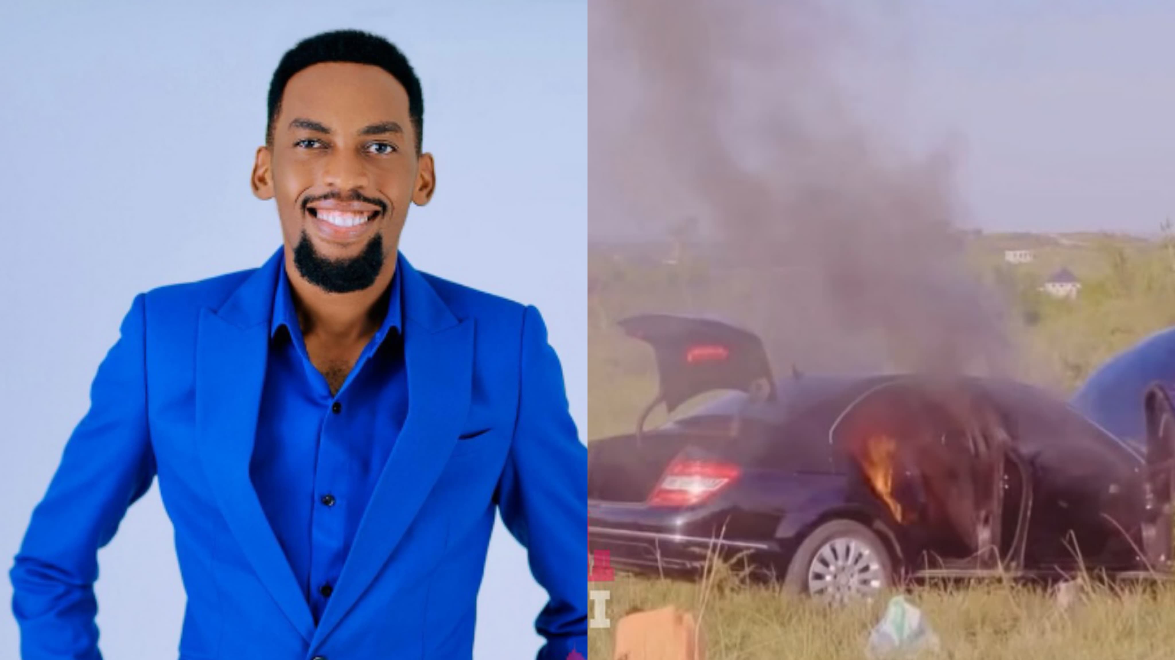 Tanzanian Gospel Artist Goodluck Gozbert Sets Fire To Mercedes Benz He Was Gifted By Nabii Geor Davie, Saying that the gift does not align with God's will.